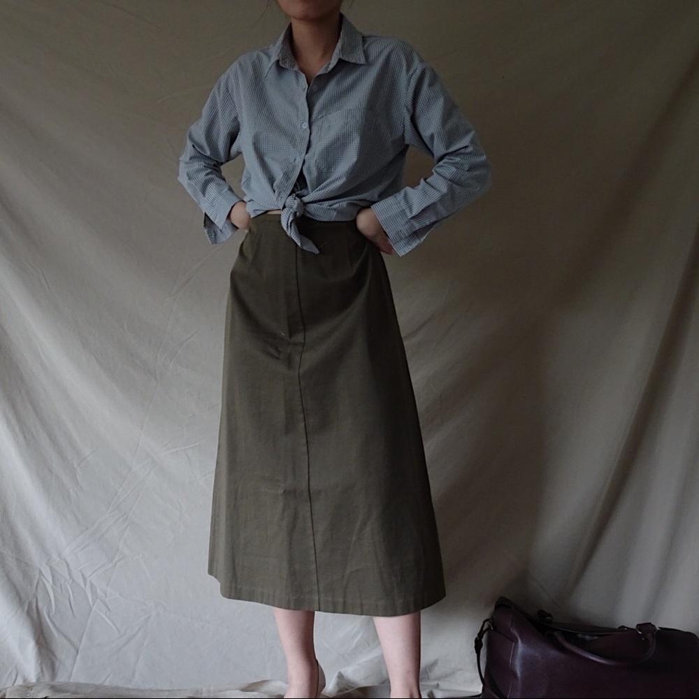 Green Basic Maxi Skirt